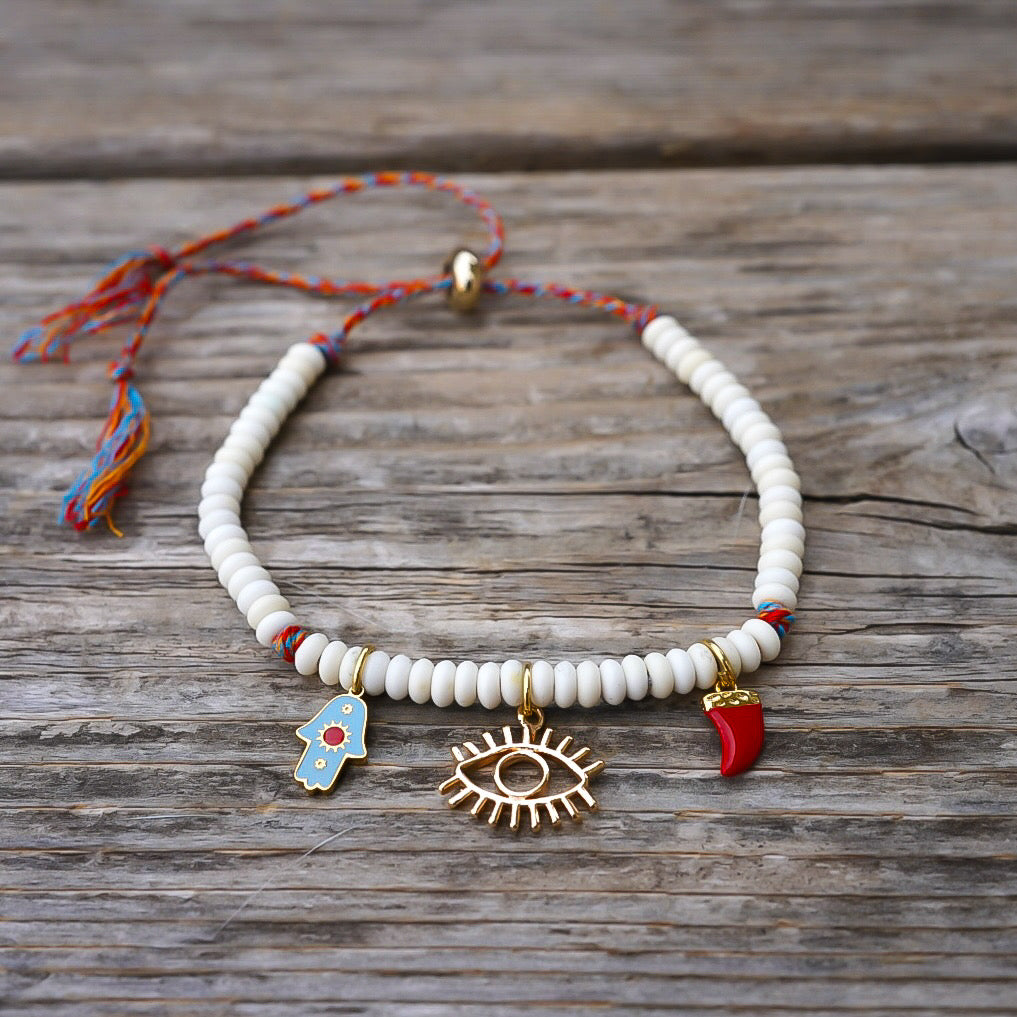 WHITE BEADS BRACELET