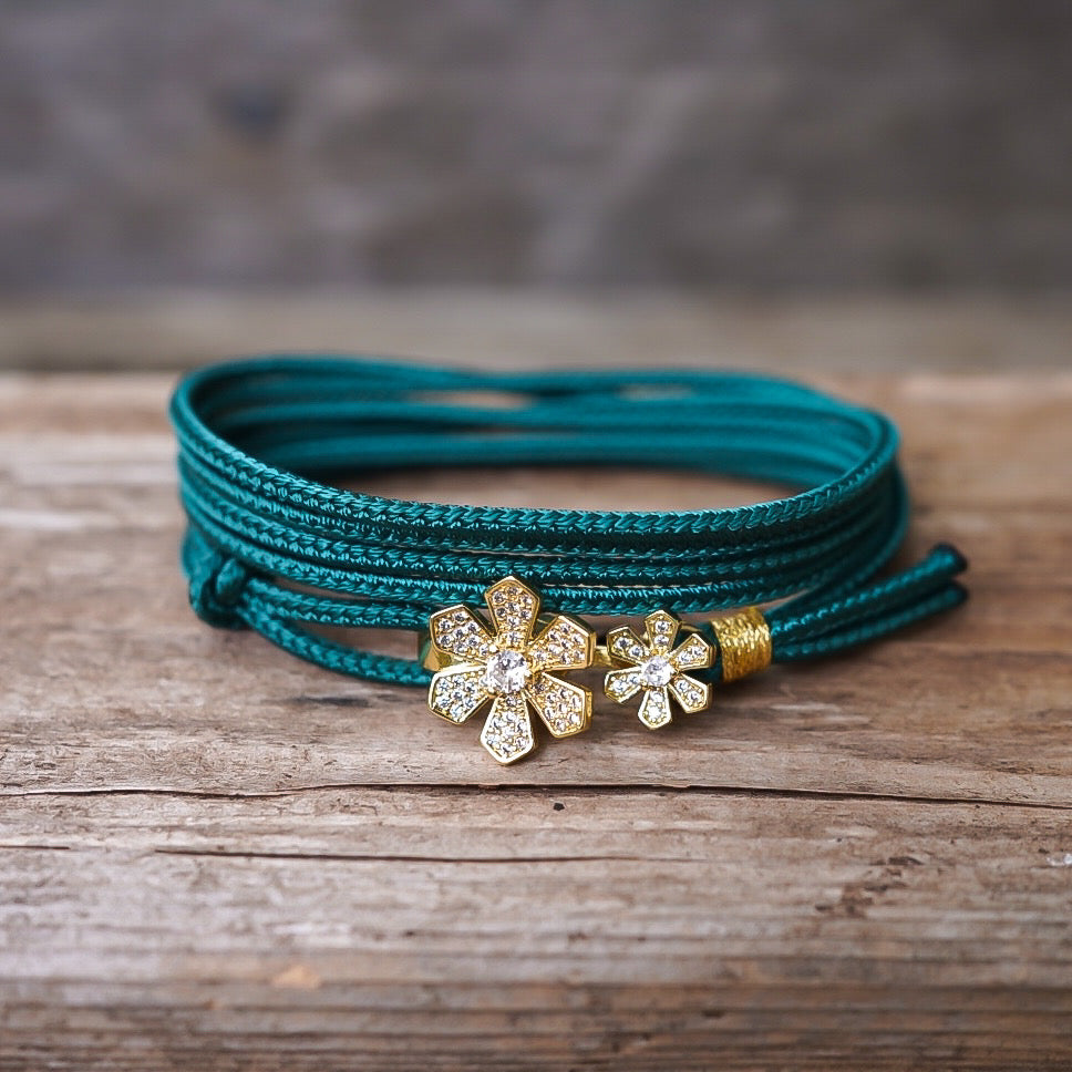 TWO FLOWERS CONNECTED BRACELET