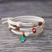 Load image into Gallery viewer, HAMSA &amp; EYE WHITE BRACELET
